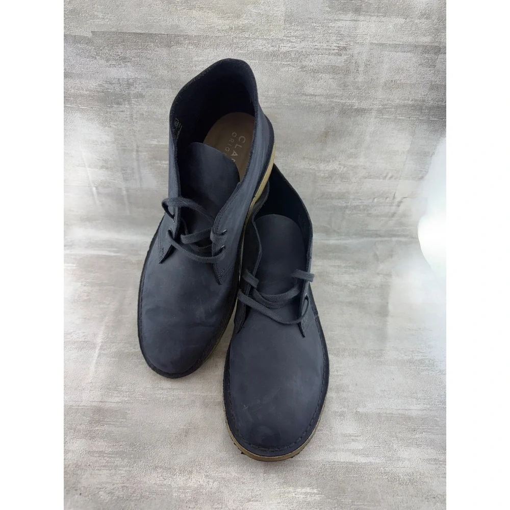 Clarks Originals Desert Boot Navy Blue Leather Chukka Boots Men Sz 10.5M